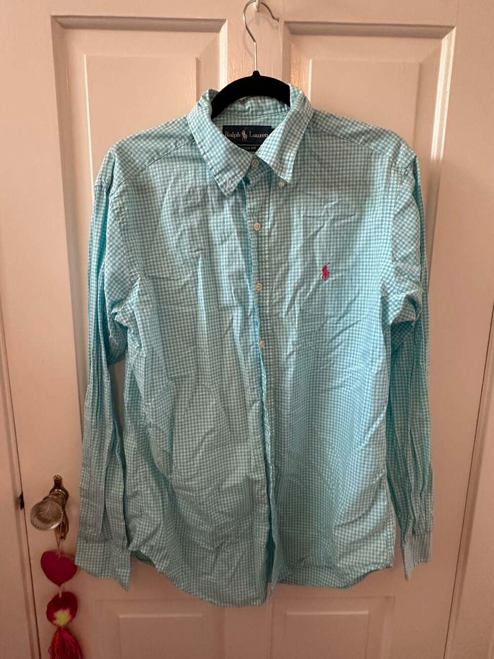 Ralph Lauren Men’s Teal Blue Gingham Button Down
